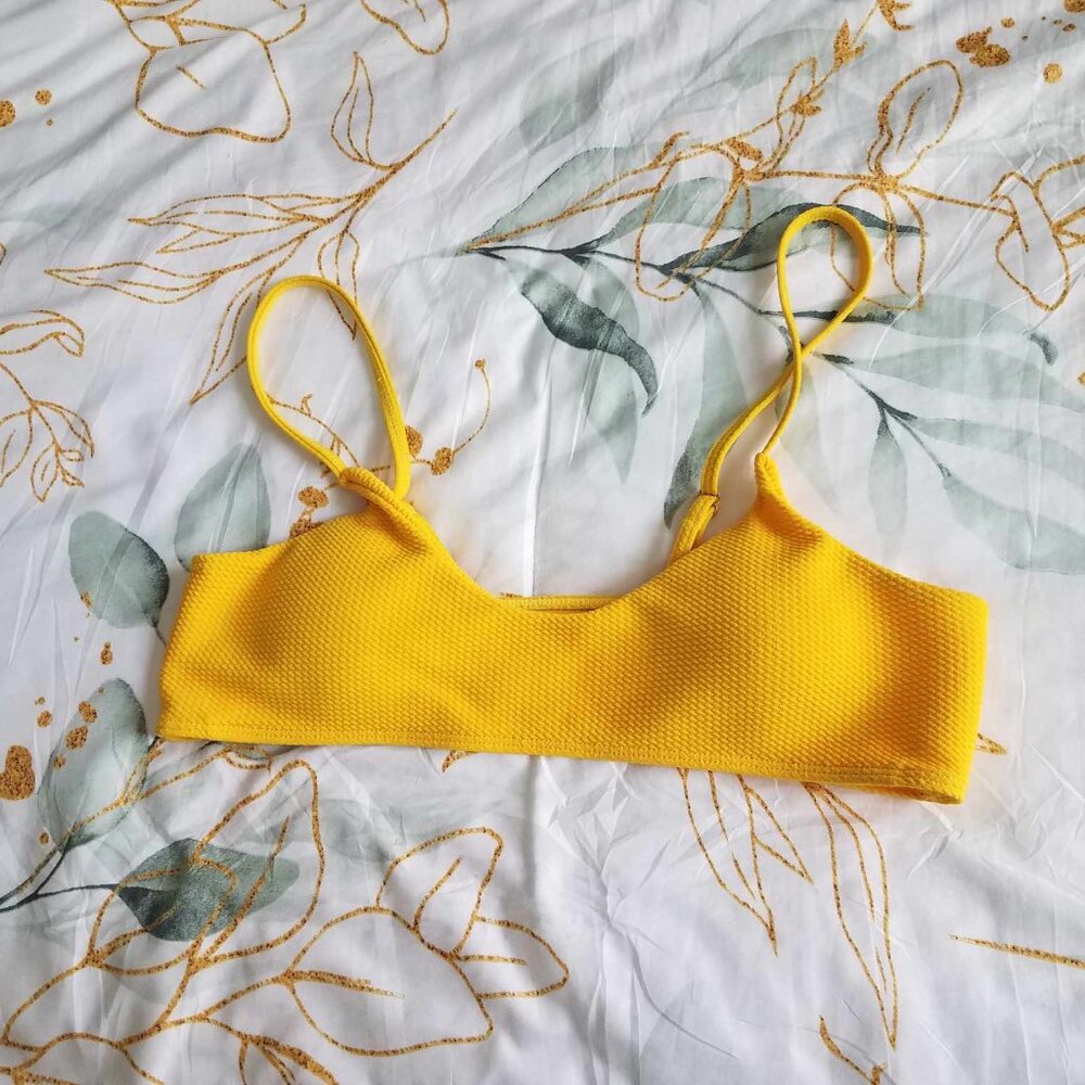 Cute XXL Mustard Yellow Swim/Activewear Cropped Top, STRETCHY, Summer Girl Vibes